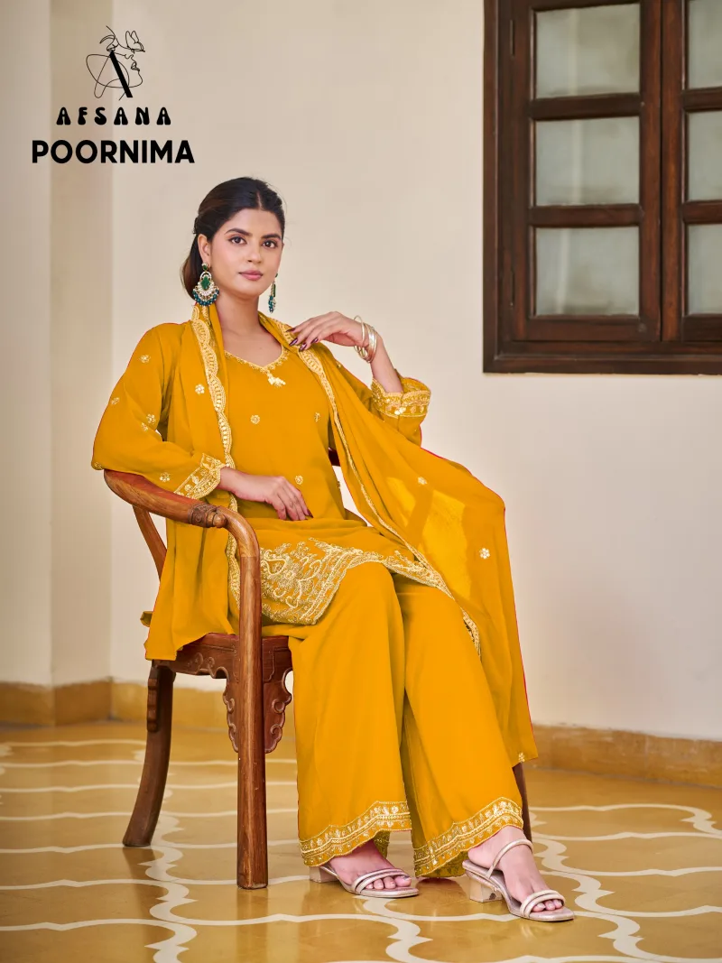 Poornima By Afsana Chinon Beads Work Readymade Salwar Kameez 